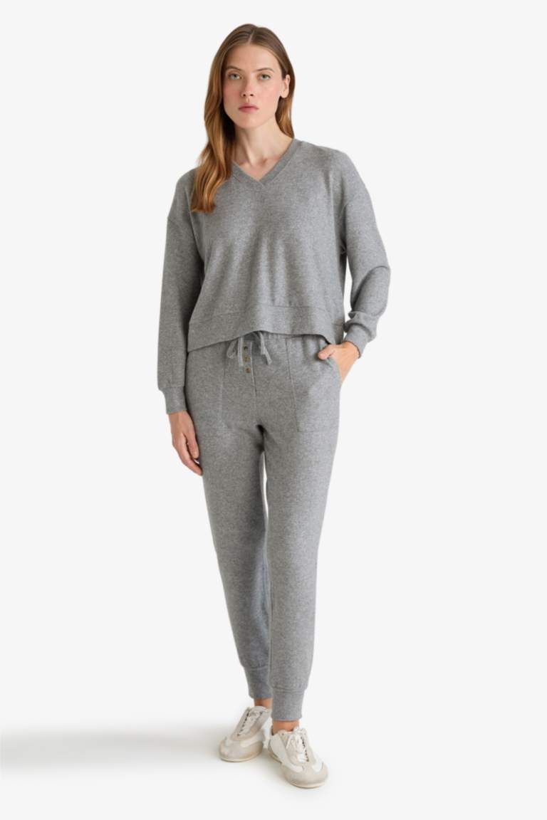 Fall in Love Regular Fit Velour Top Bottoms 2 Piece Pajama Set