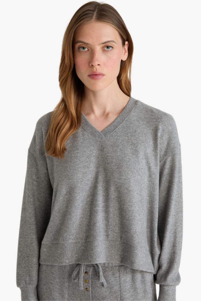 Fall in Love Regular Fit Velour Top Bottoms 2 Piece Pajama Set