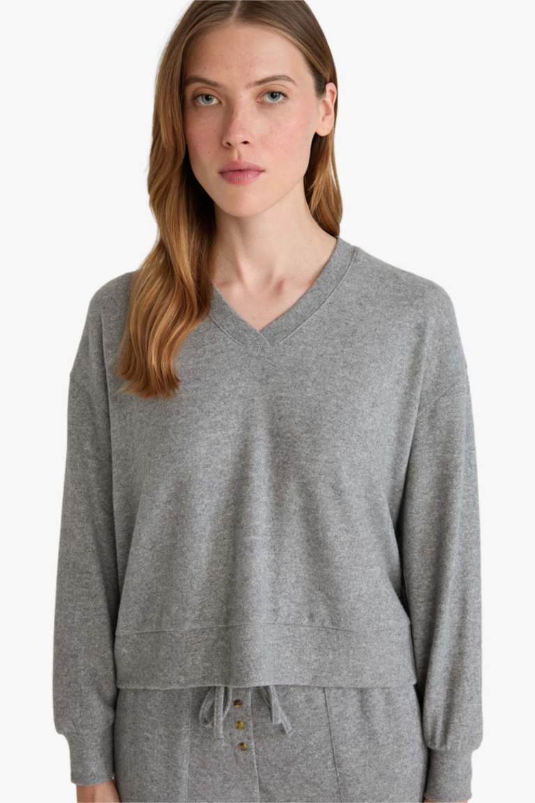 Fall in Love Regular Fit Velour Top Bottoms 2 Piece Pajama Set