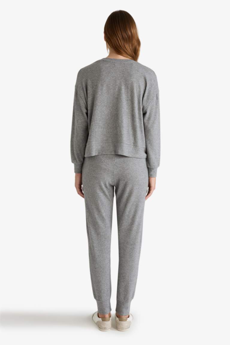 Fall in Love Regular Fit Velour Top Bottoms 2 Piece Pajama Set