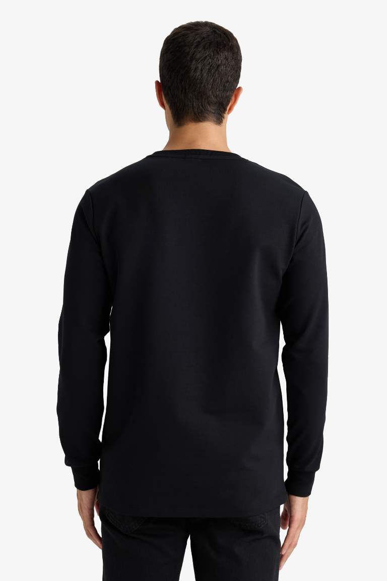 Slim Fit Dar Kesim Bisiklet Yaka Uzun Kollu Tişört
