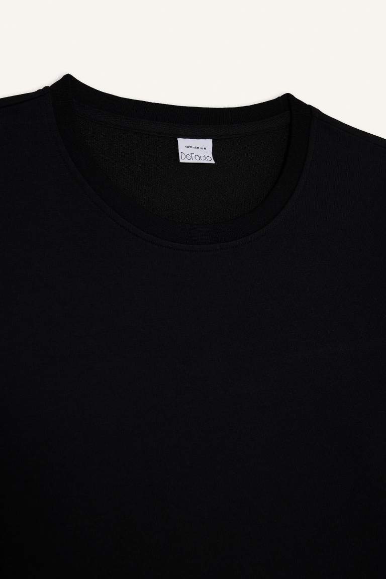 Slim Fit Dar Kesim Bisiklet Yaka Uzun Kollu Tişört