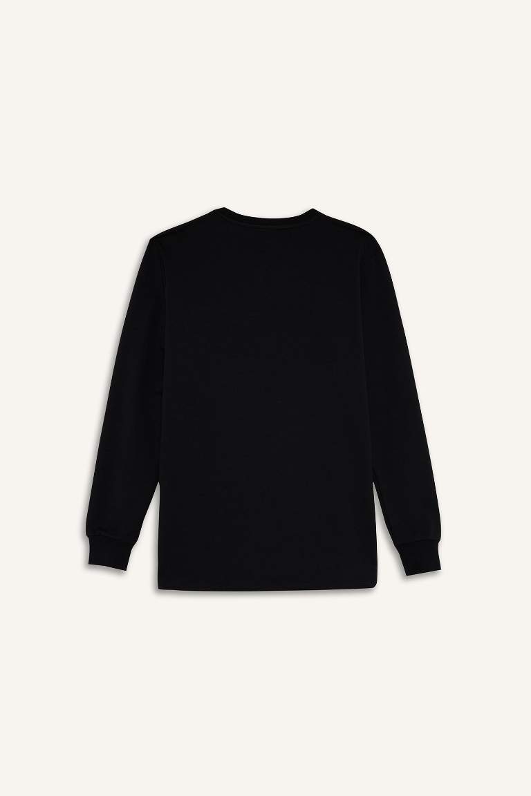 Slim Fit Dar Kesim Bisiklet Yaka Uzun Kollu Tişört