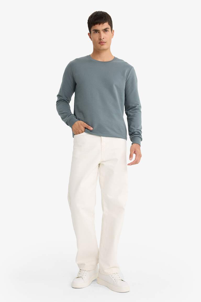 Slim Fit Crew Neck Sweatshirt Fabric T-Shirt