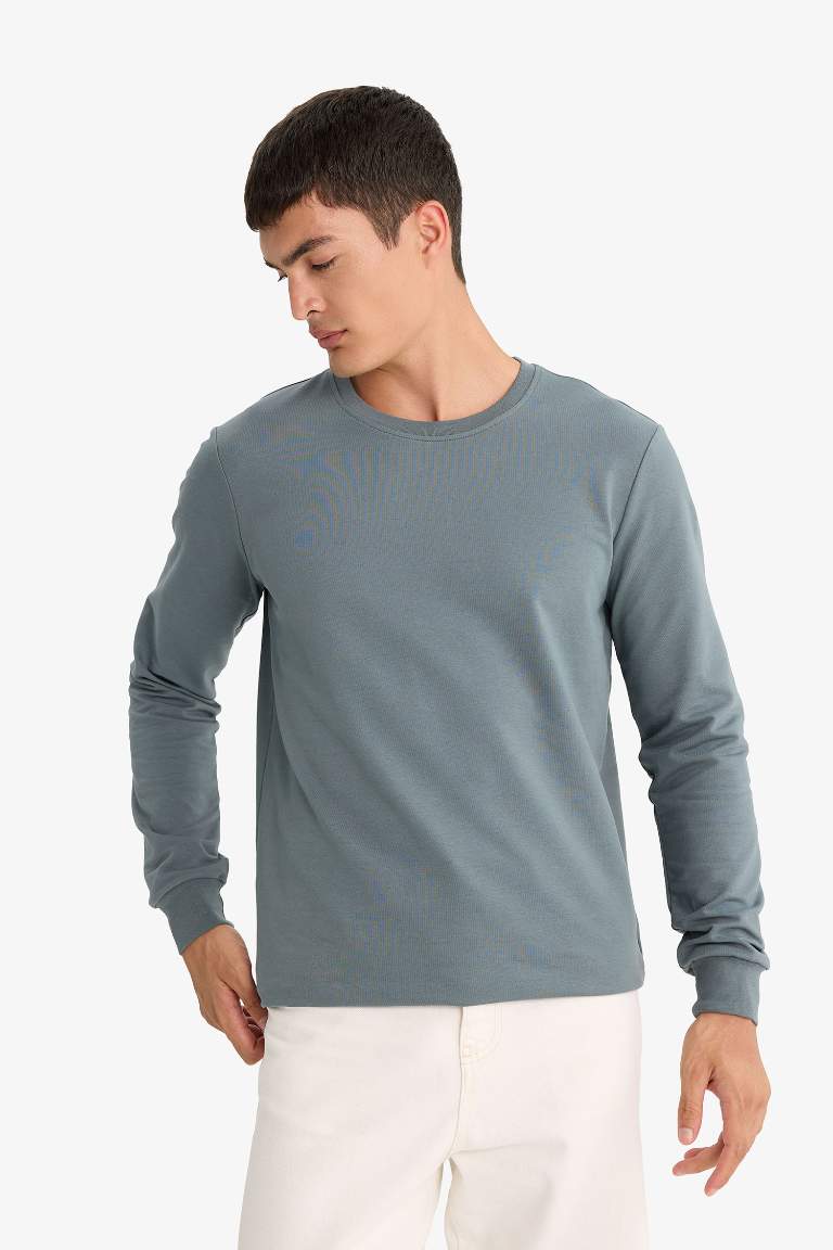 Slim Fit Crew Neck Sweatshirt Fabric T-Shirt