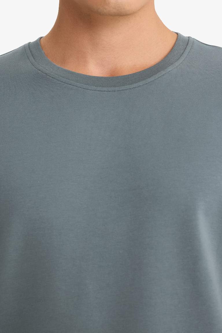 Slim Fit Crew Neck Sweatshirt Fabric T-Shirt