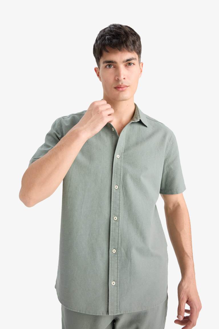 Regular Fit Polo Neck Cotton Short Sleeve Shirt