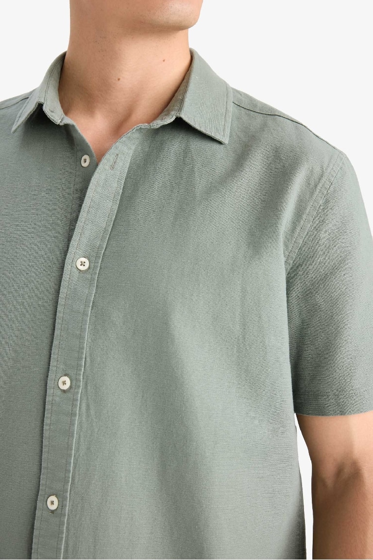 Regular Fit Polo Neck Cotton Short Sleeve Shirt