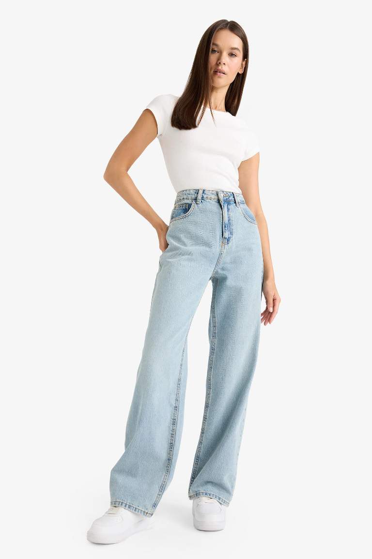90's Wide Leg High Waist Long Jeans