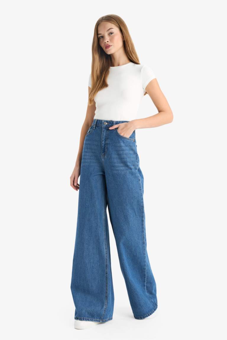 Wide Leg Yüksek Bel Uzun Jean Pantolon