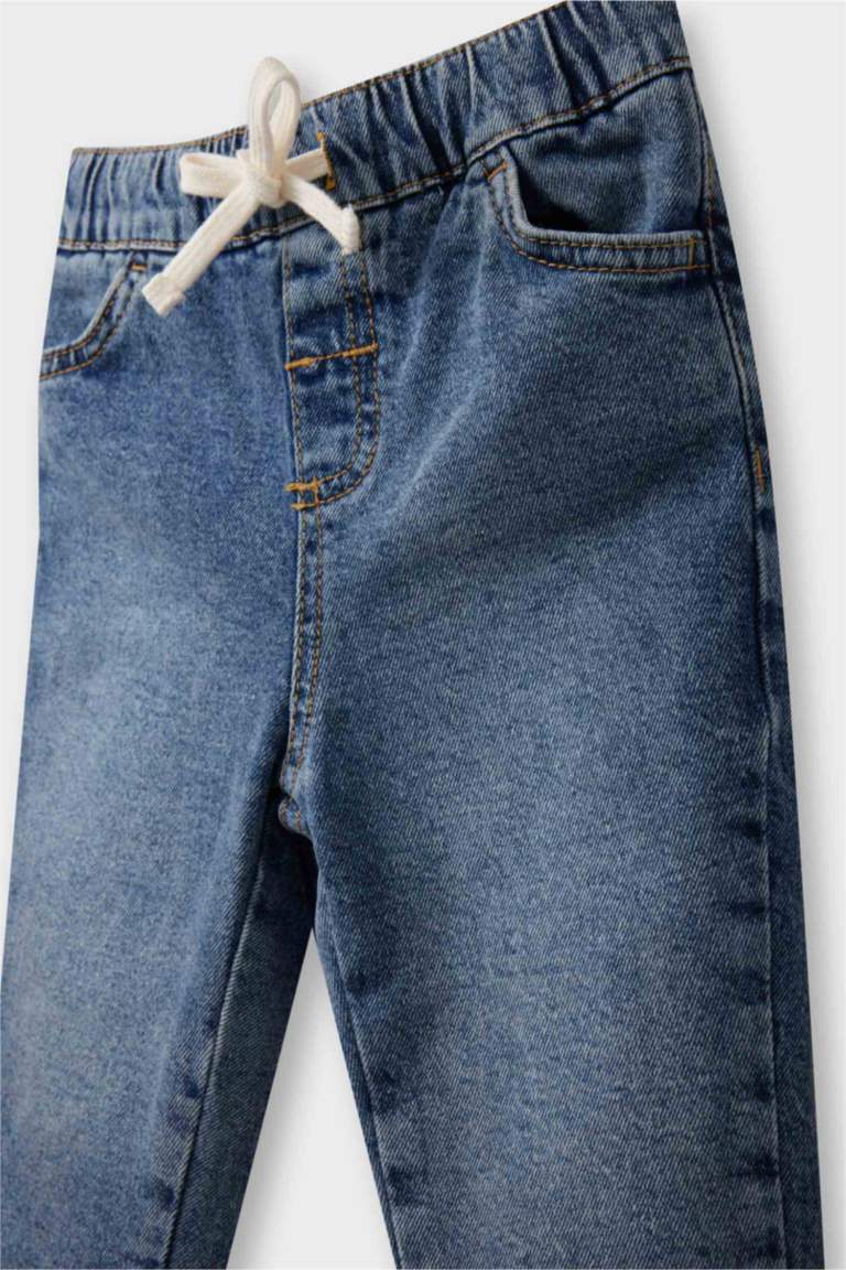 Erkek Bebek Beli Bağcıklı Jean Pantolon