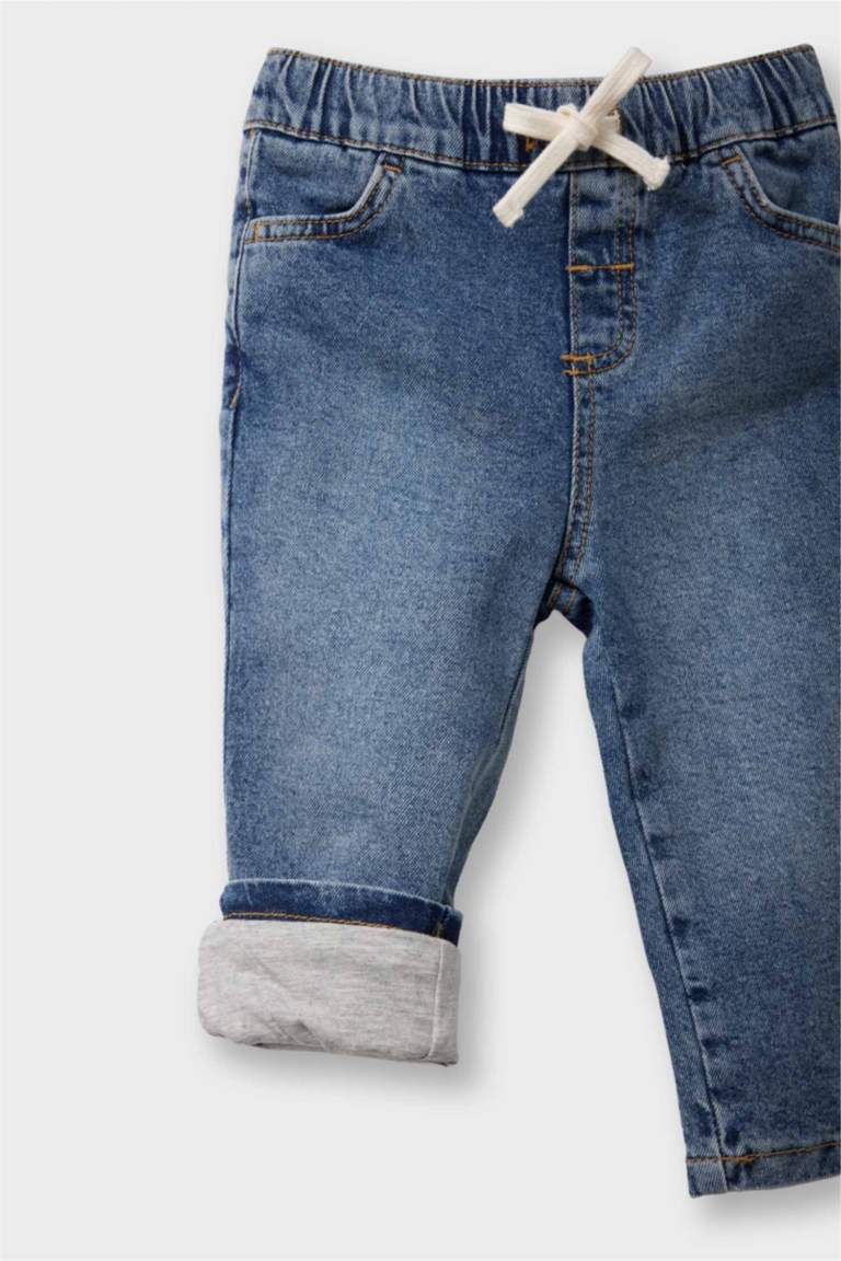 Erkek Bebek Beli Bağcıklı Jean Pantolon