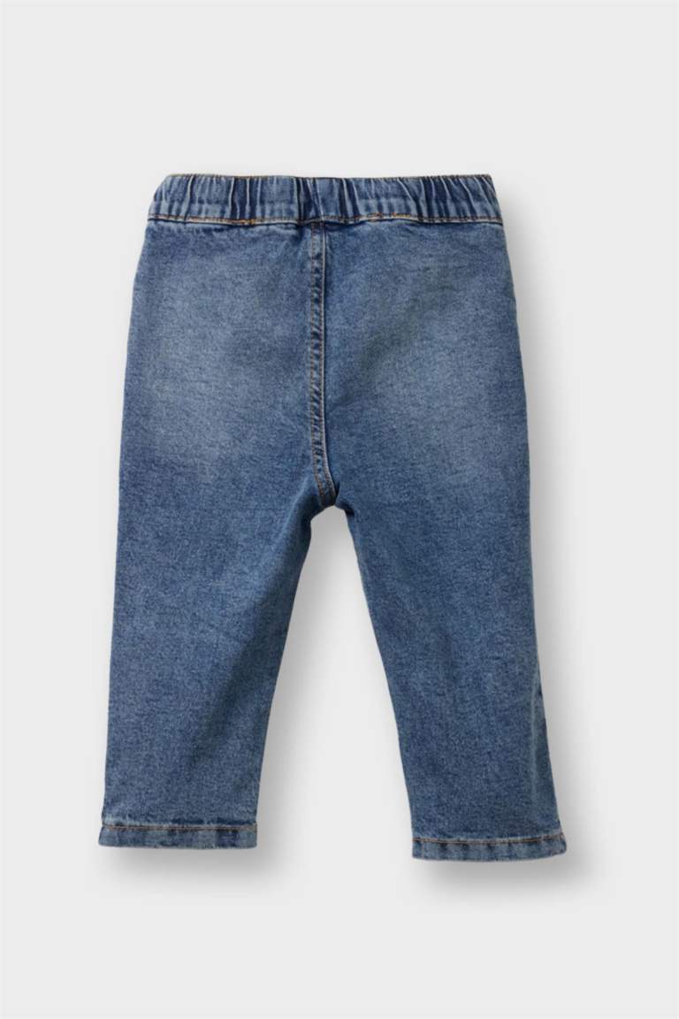 Erkek Bebek Beli Bağcıklı Jean Pantolon
