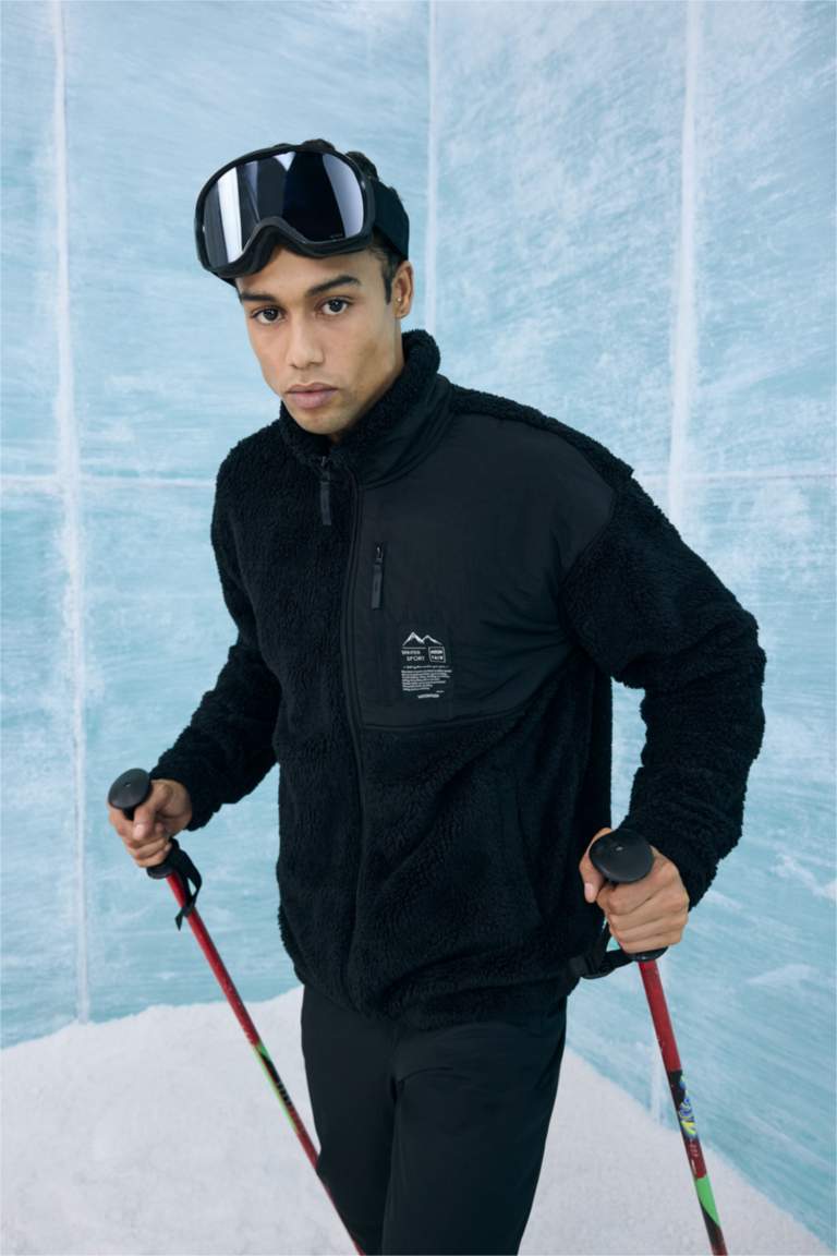 бокси фит тік жаға шерпа Кардиган