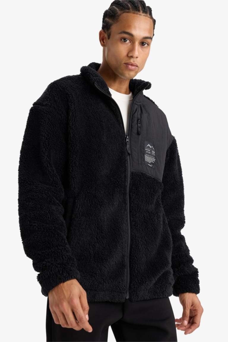 бокси фит тік жаға шерпа Кардиган