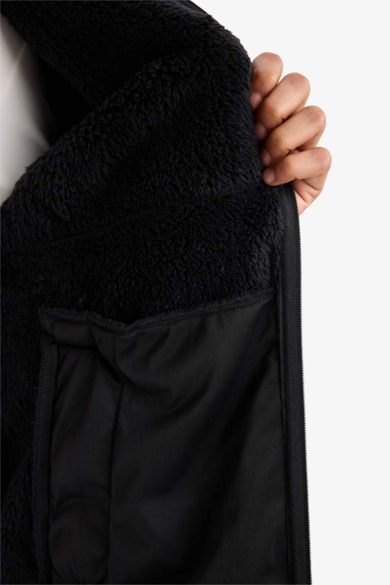 бокси фит тік жаға шерпа Кардиган