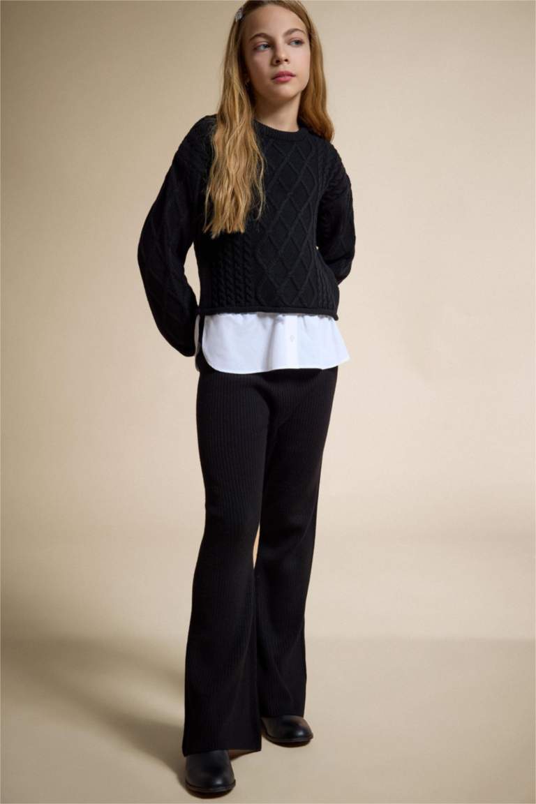 Girl Elastic Waist Flare Fit Trousers