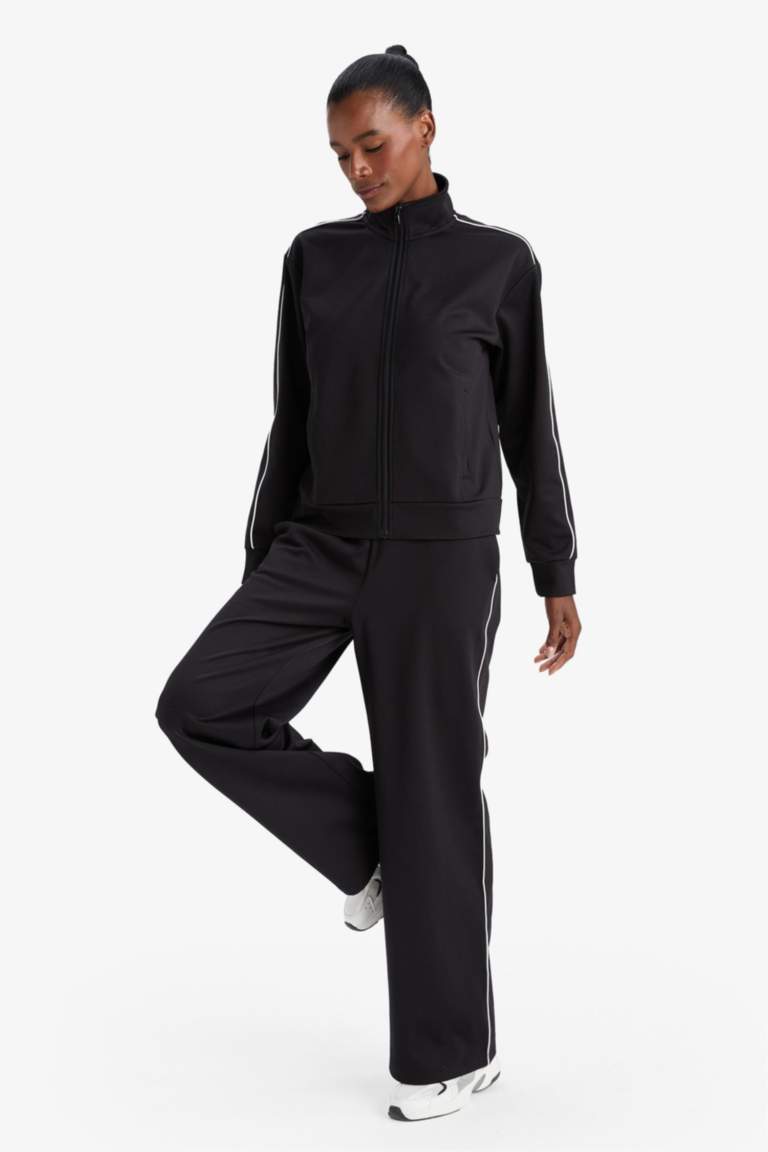 DeFactoFit Wide Leg Geniş Paça Cepli Biyeli Standart Boy İçi Yumuşak Tüylü Sporcu Pantolon