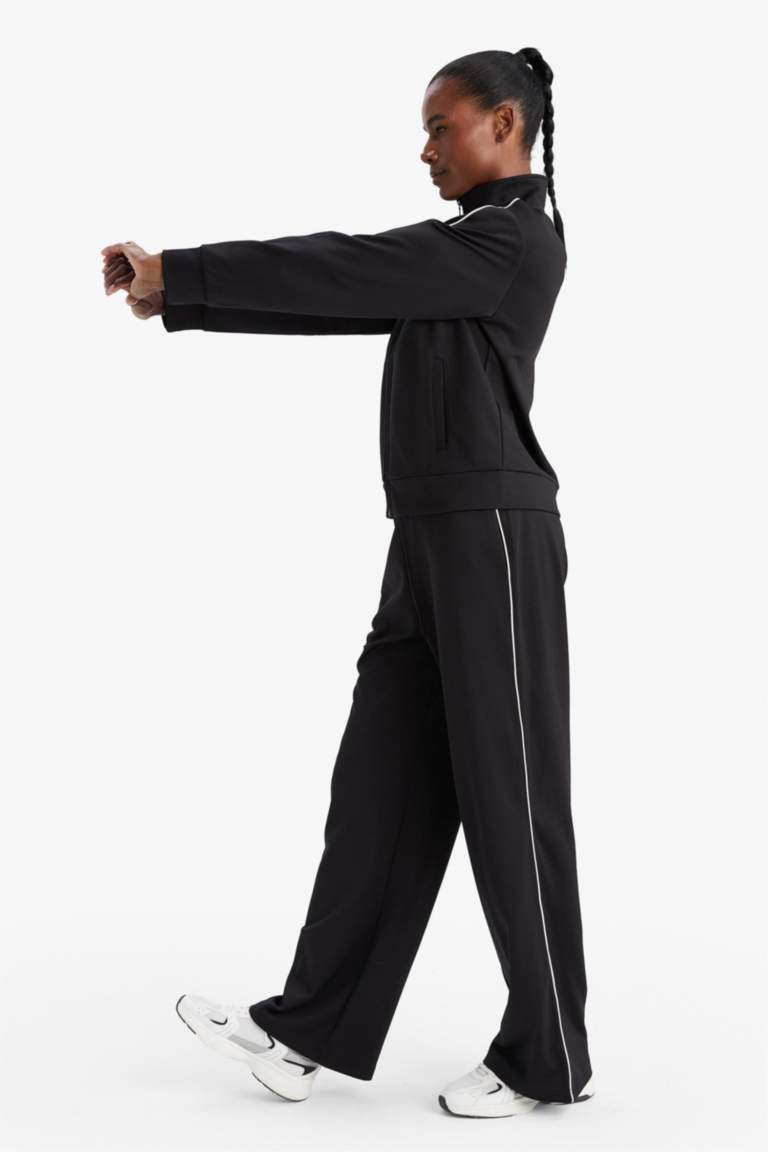 DeFactoFit Wide Leg Geniş Paça Cepli Biyeli Standart Boy İçi Yumuşak Tüylü Sporcu Pantolon