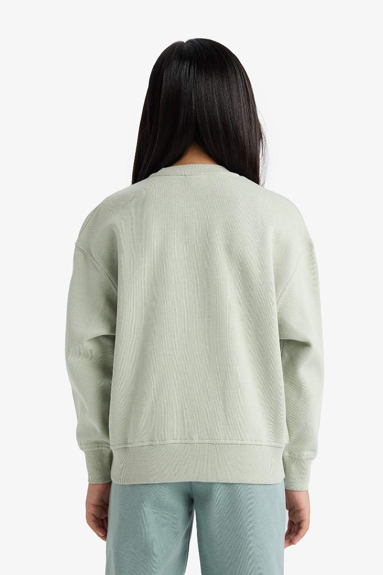 Girl Relax Fit Anime Printed Thick Fabric Sweatshirt