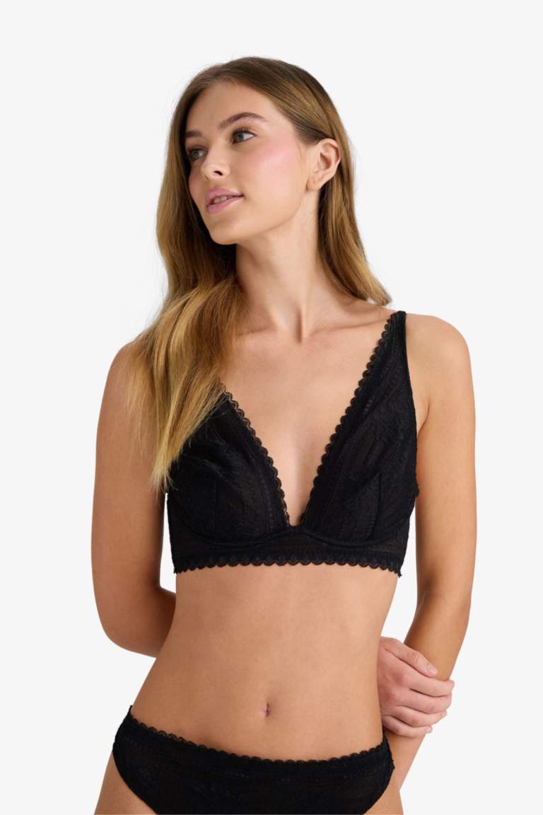 Bağcıklı Dantelli Kapsız Pedsiz Balenli Bralet Fall in Love