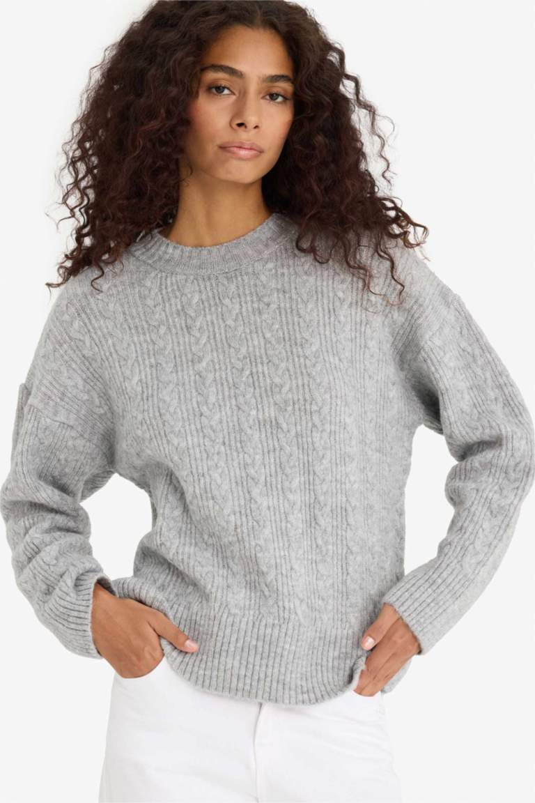 Oversize Fit Crew Neck Knitwear Pullover