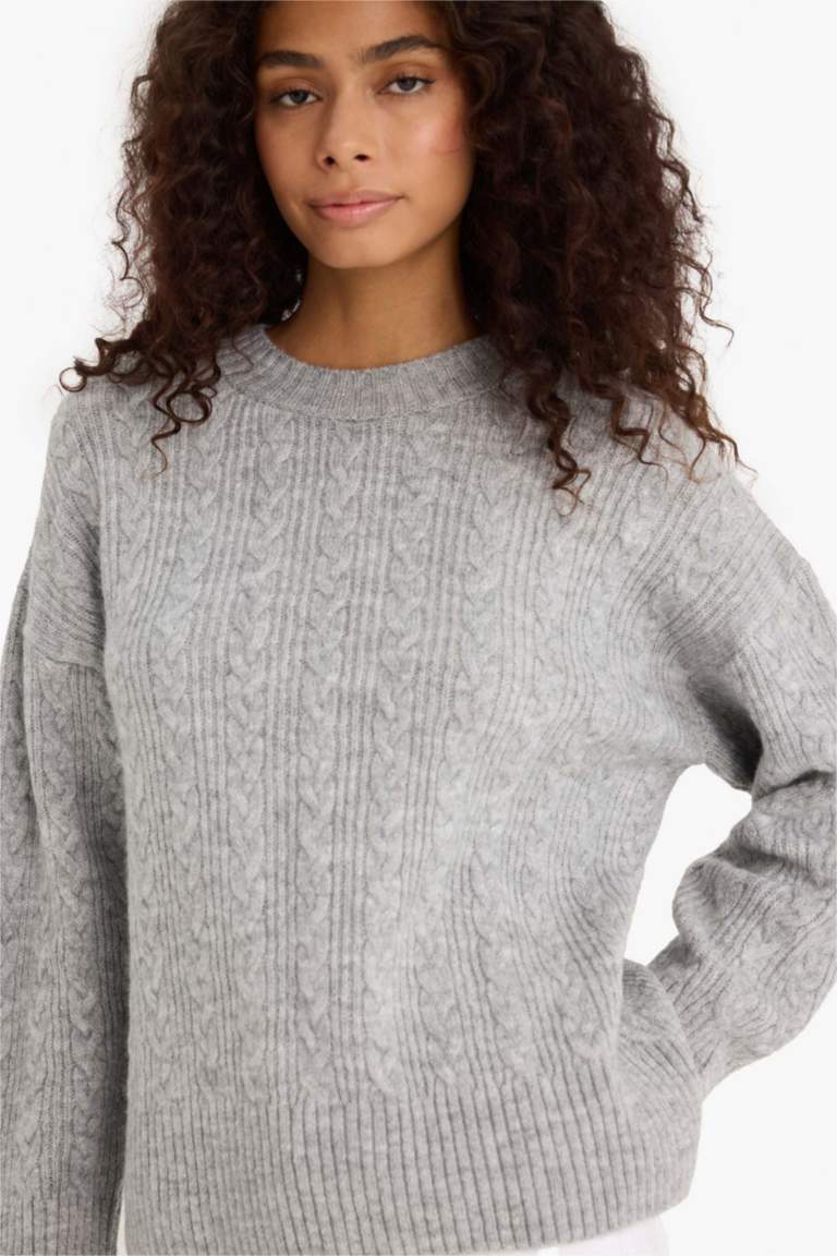 Oversize Fit Crew Neck Knitwear Pullover