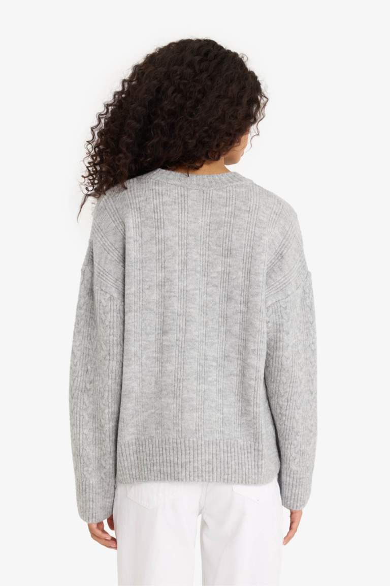 Oversize Fit Crew Neck Knitwear Pullover