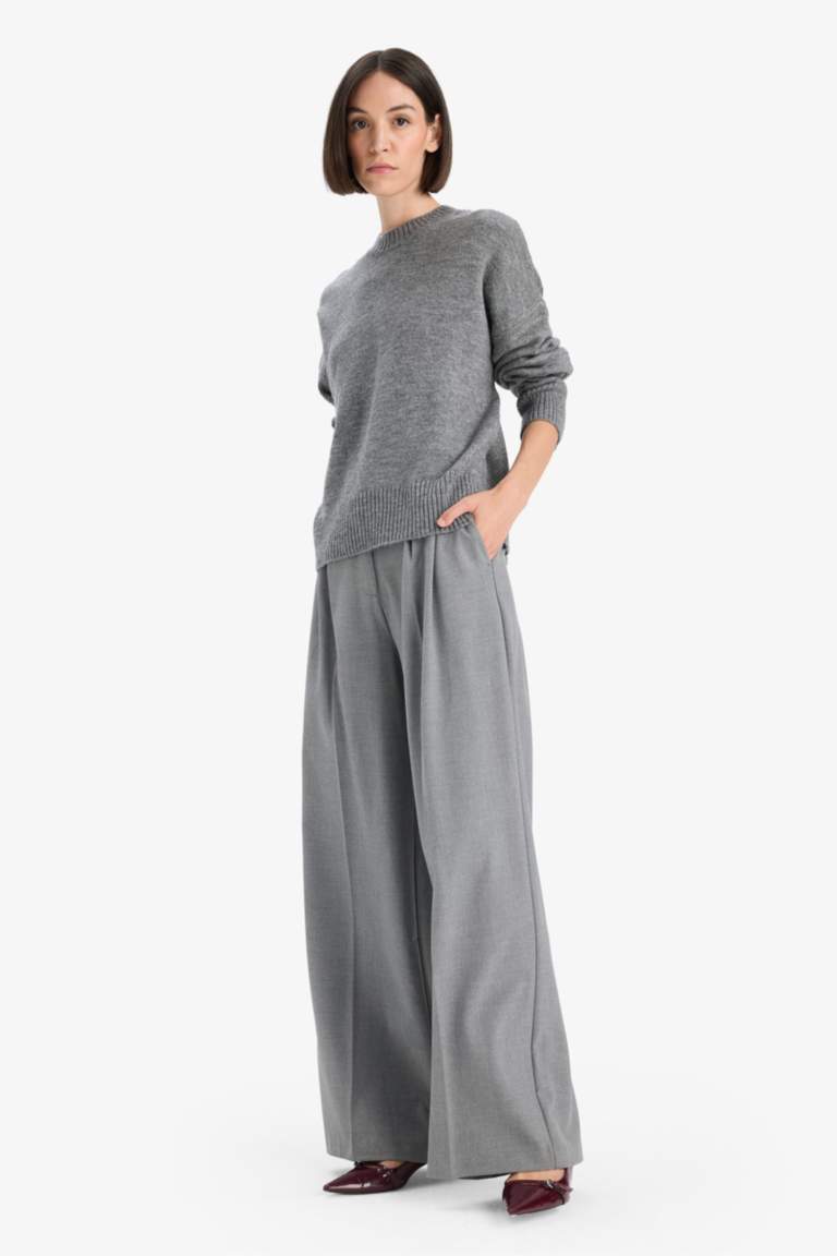 Oversize Geniş Kalıp Bisiklet Yaka Triko Kazak