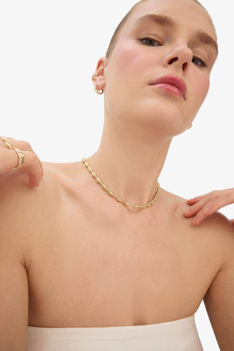 Reis x DeFacto 14 Ayar Altın Kaplama Li Verde Kadın Düğüm Taşlı Gold Kolye