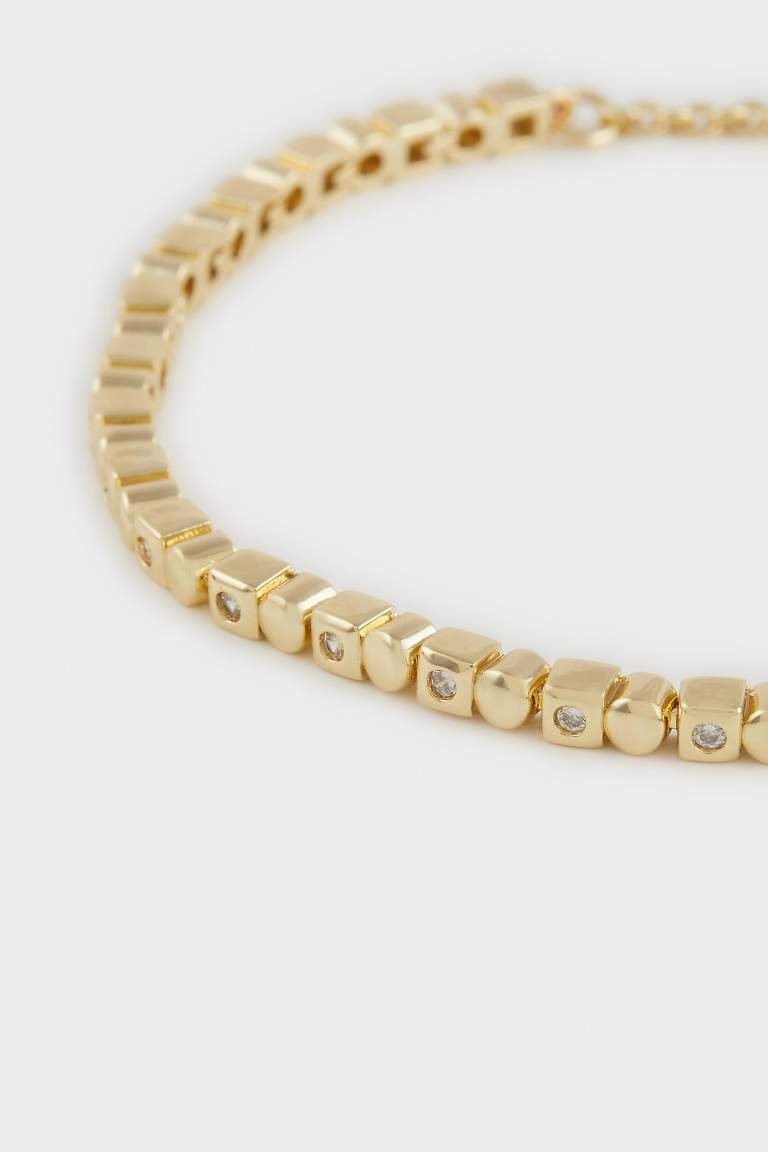Reis x DeFacto 14 Ayar Altın Kaplama Luce Di Cubo Kadın Taşlı Gold Bileklik
