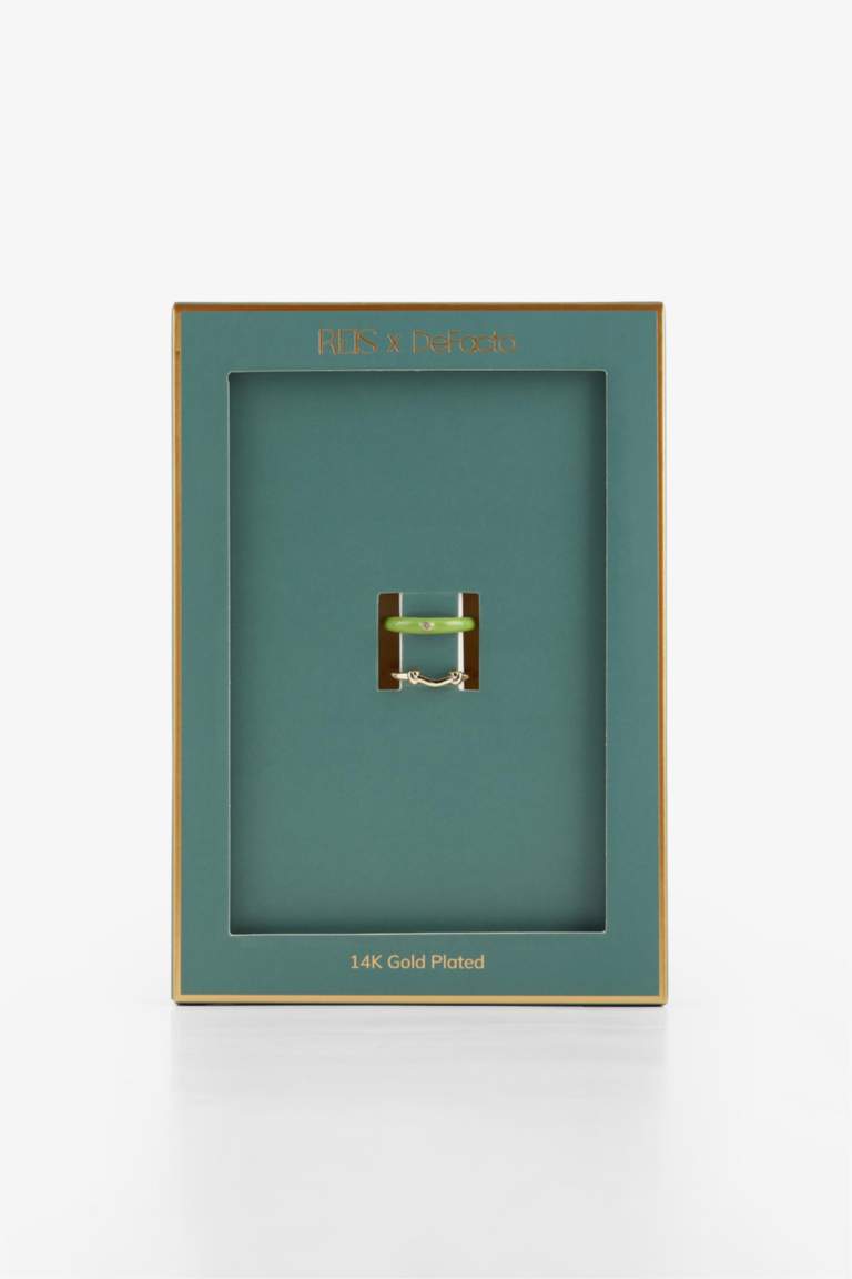 Reis x DeFacto 14 Ayar Altın Kaplama Pistacchio Glow Kadın 2'li Yeşil Gold Yüzük