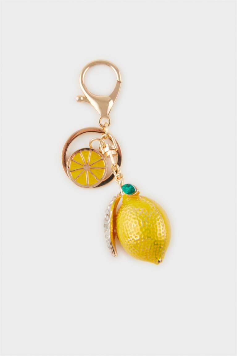 Woman Lemon Detailed Charm Keychain
