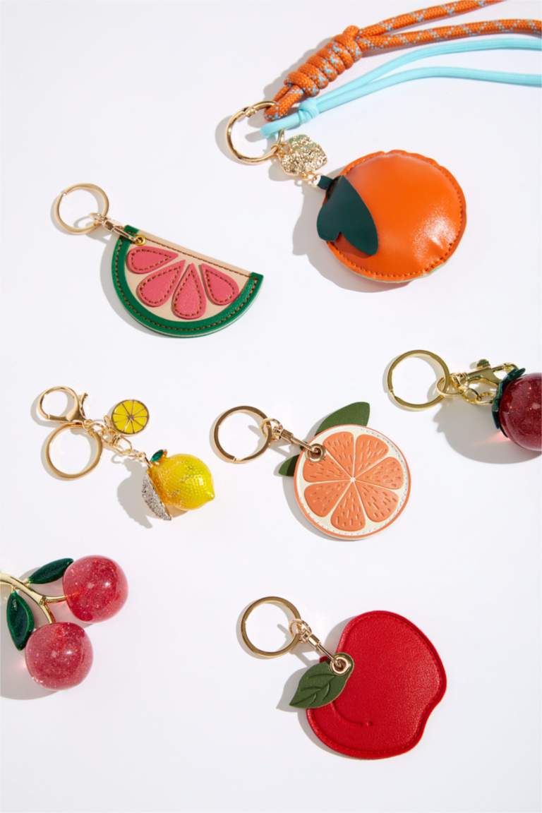 Woman Lemon Detailed Charm Keychain