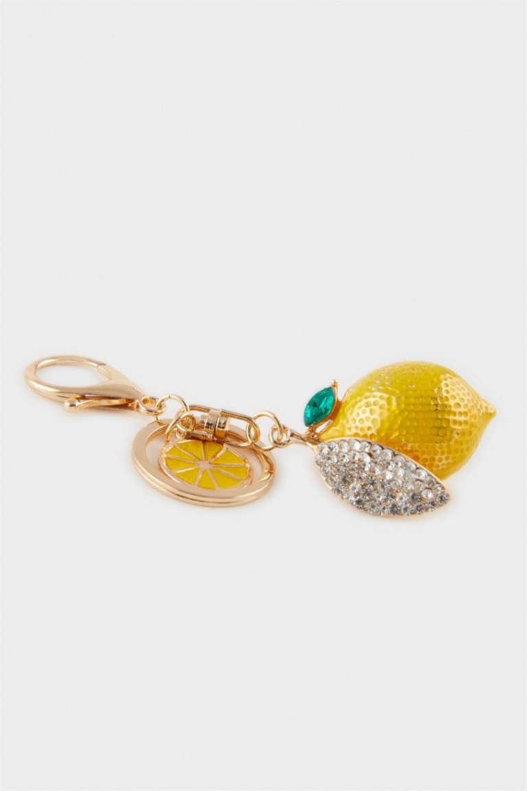 Woman Lemon Detailed Charm Keychain