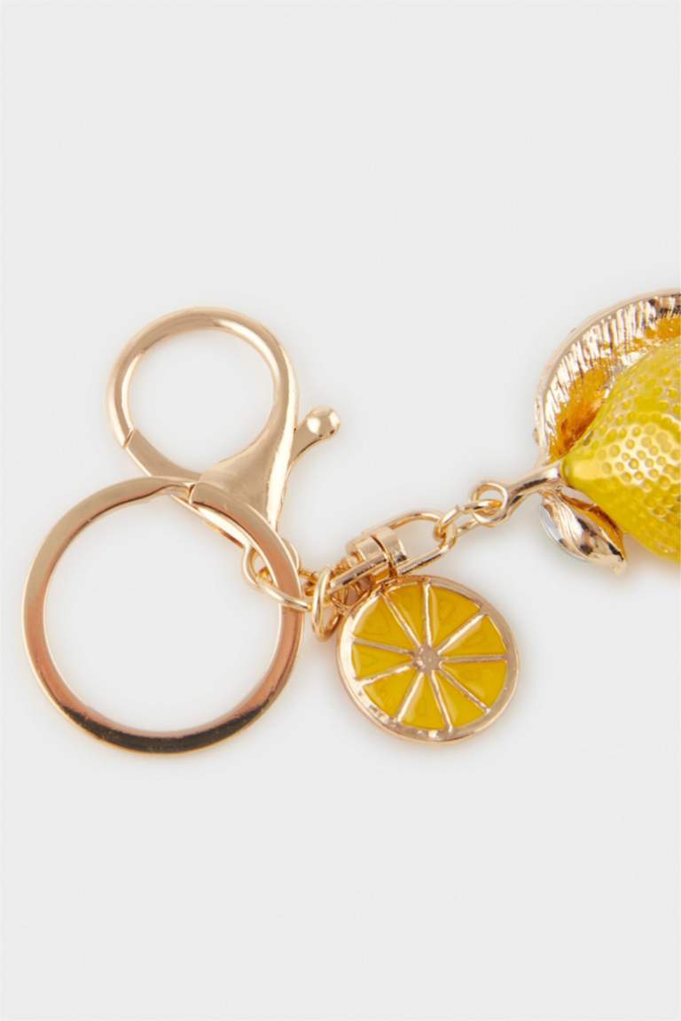 Woman Lemon Detailed Charm Keychain