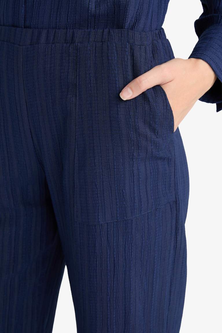 بنطلون وايد ليج برجل واسع كحلي