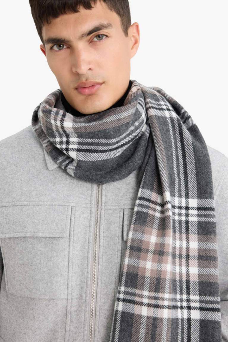 Клетчатый тканый шарф для мужчин
