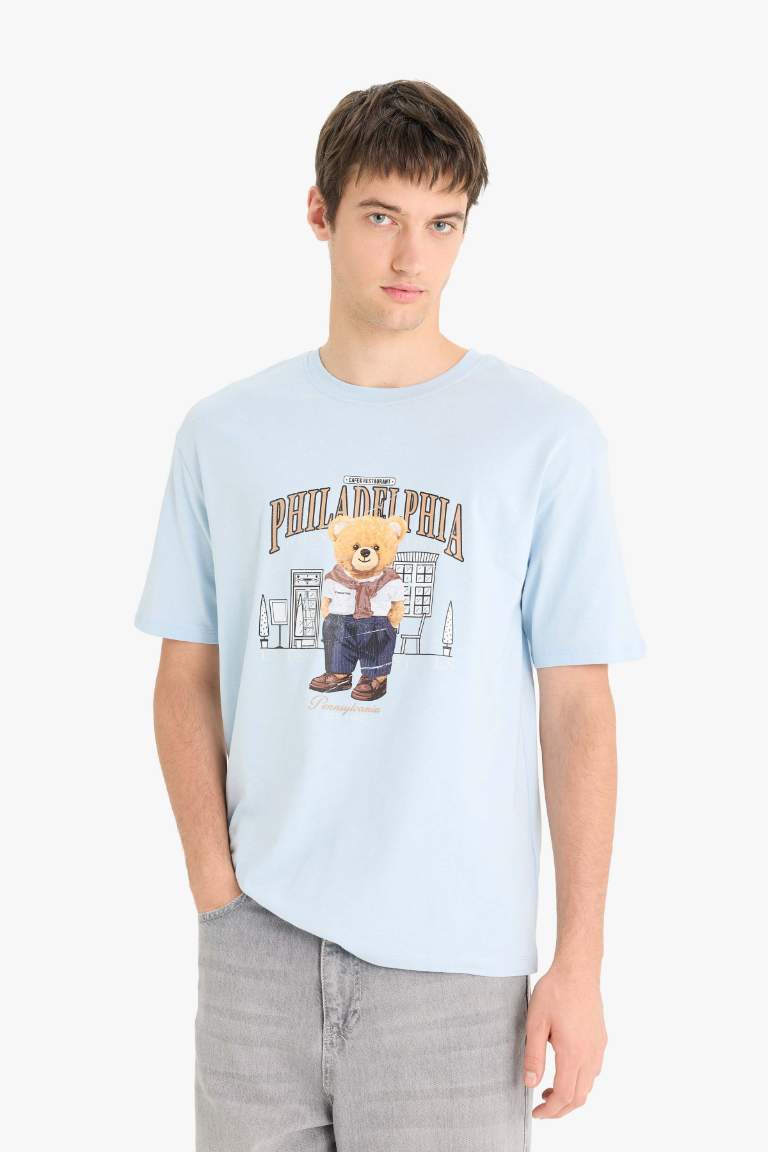 Cotton Boxy Fit Crew Neck Printed T-shirt