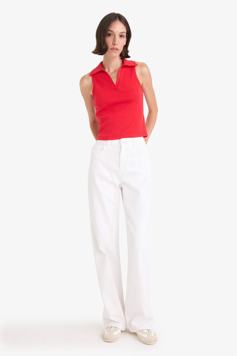 Slim Fit Dar Kesim Polo Yaka Ribana Atlet