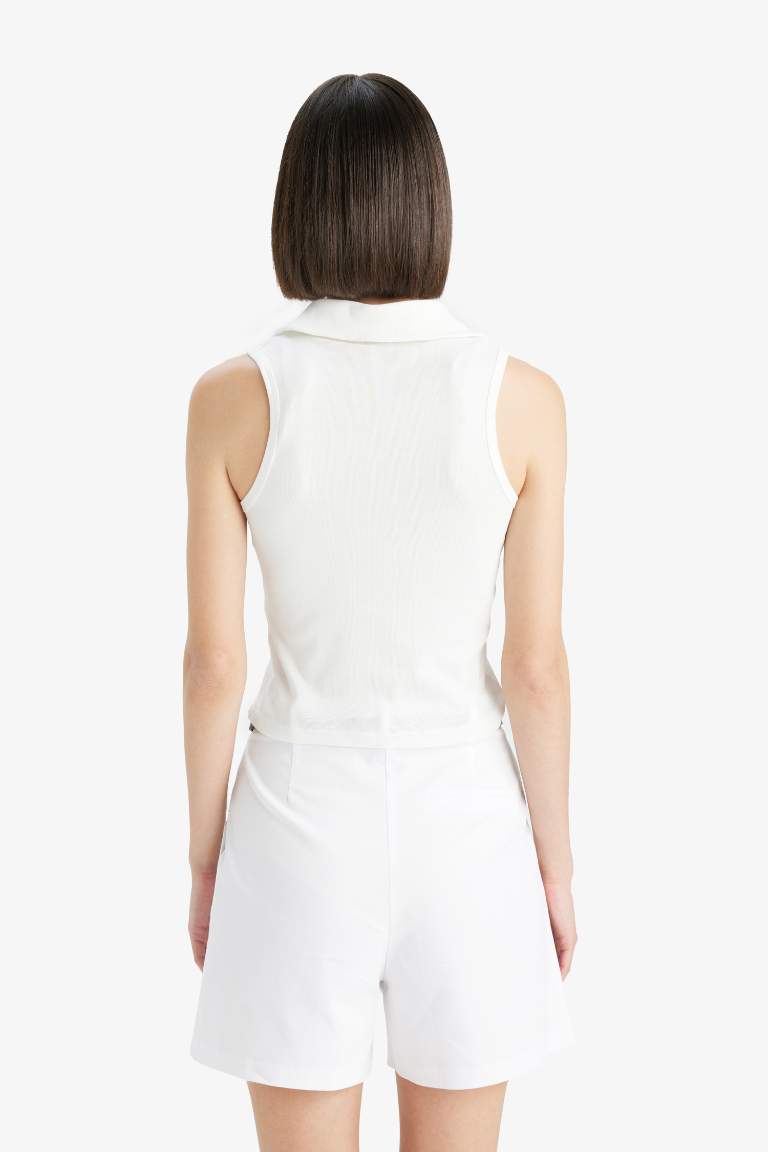 Slim Fit Dar Kesim Polo Yaka Ribana Atlet