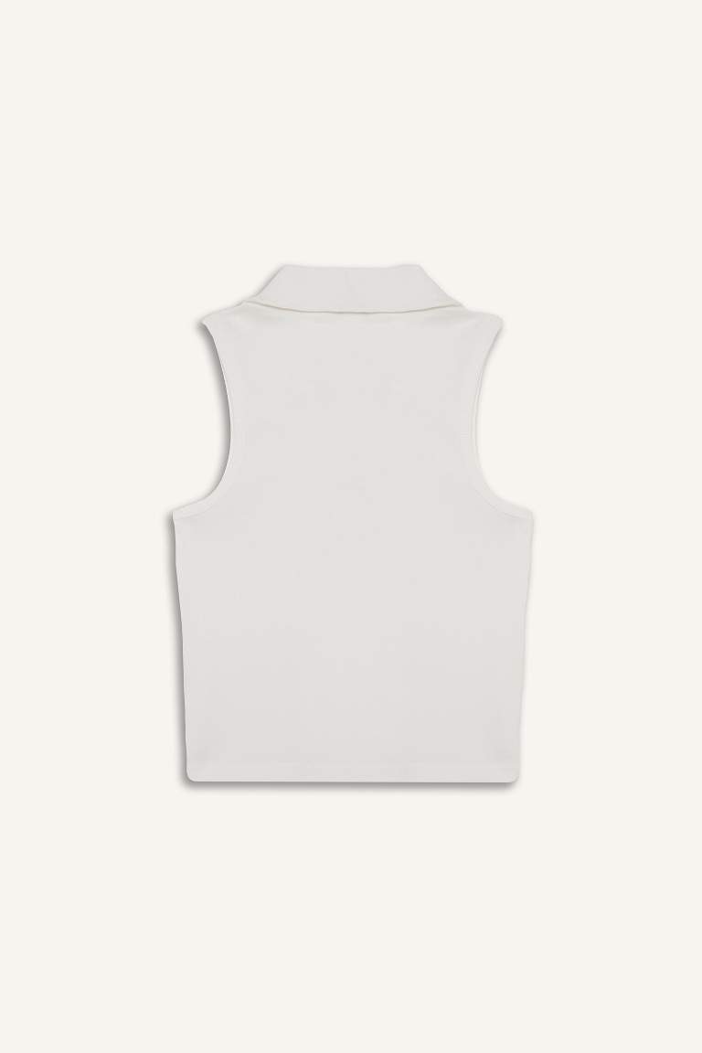 Slim Fit Dar Kesim Polo Yaka Ribana Atlet