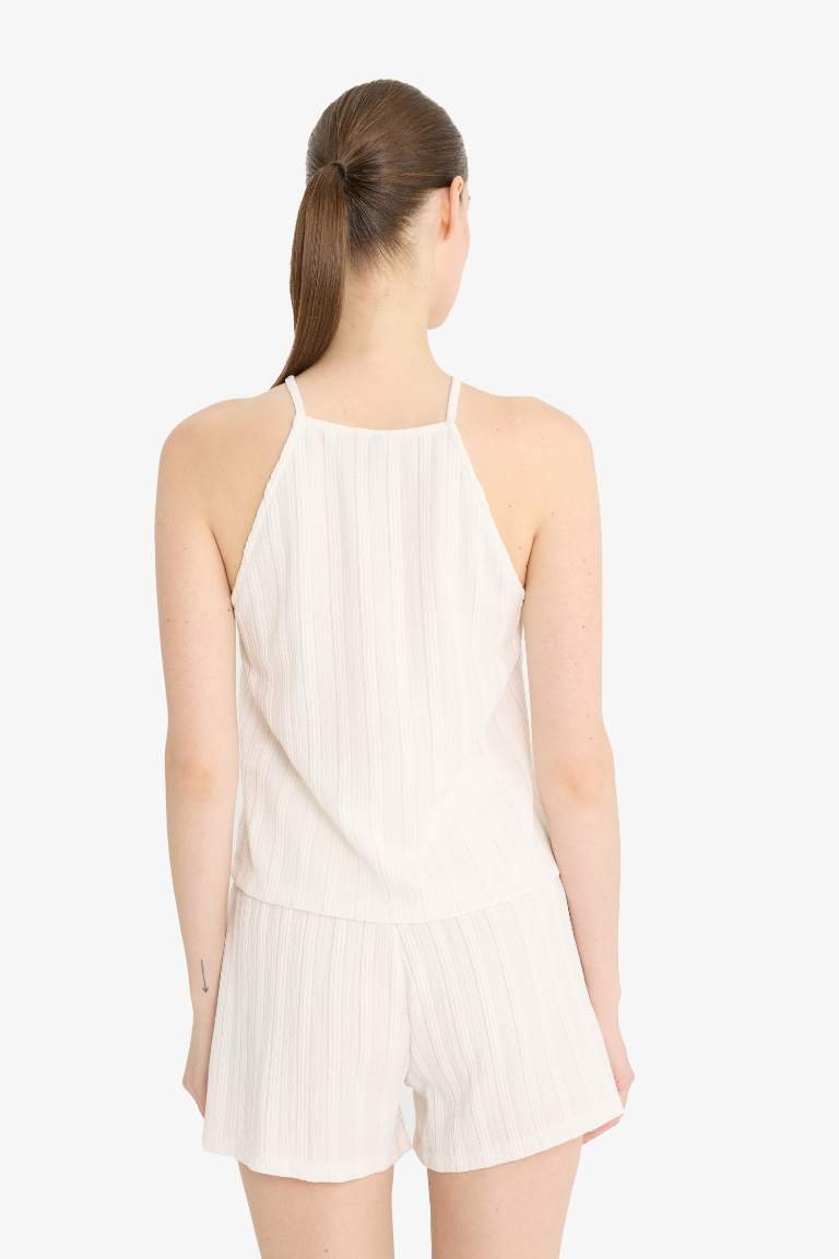 Regular Fit Halter Yaka Bürümcük Atlet