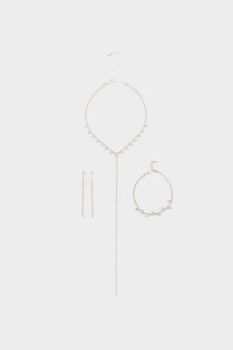 DCEY x DeFacto Kadın Taşlı Kolye Küpe Bileklik Seti