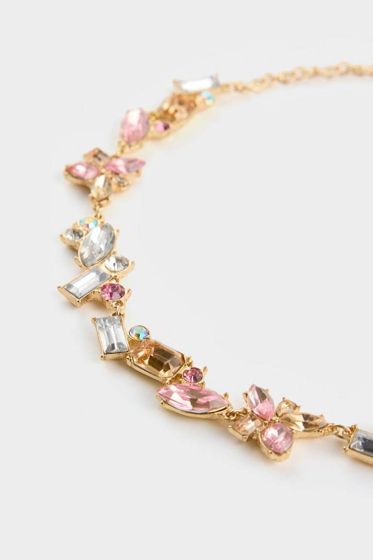 DCEY x DeFacto Kadın Pembe Taşlı Gold Kolye