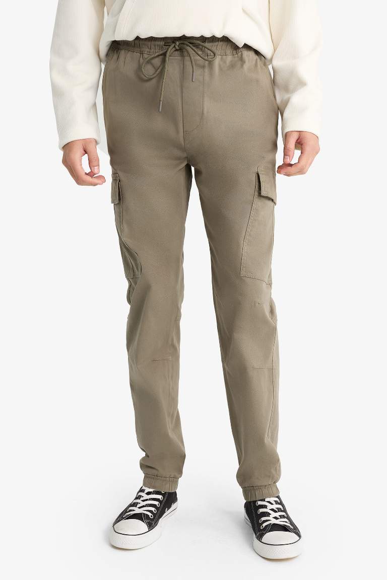 Regular Fit Beli Bağcıklı Kargo Cepli Jogger Pantolon