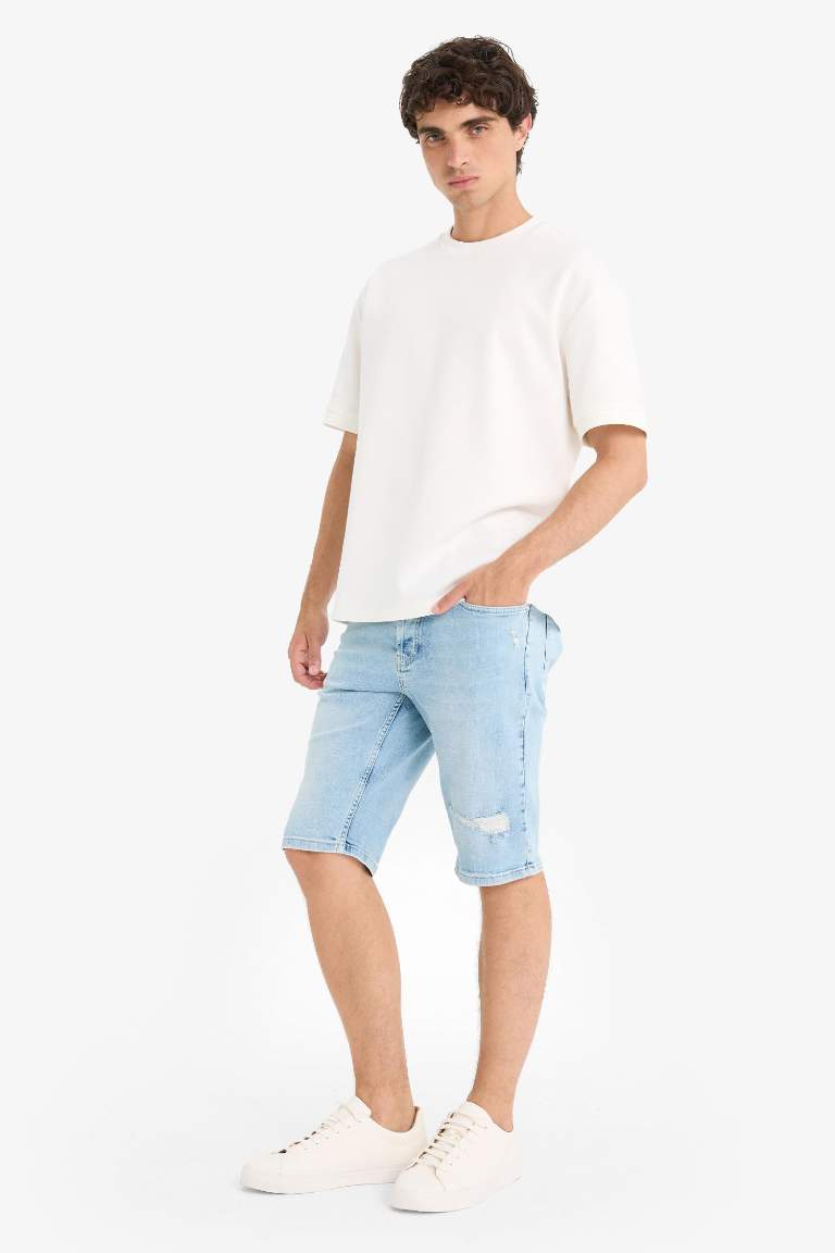 Slim Fit Denim Bermuda Shorts