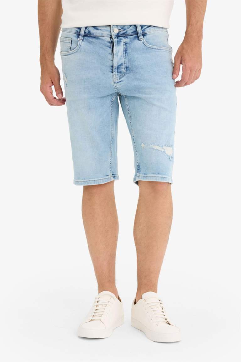 Slim Fit Denim Bermuda Shorts