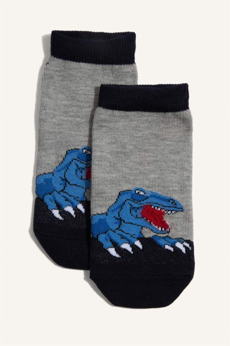 شرابات قصير اولادي قطن مطبوع - 5 قطع