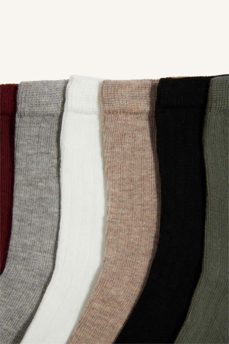 شرابات اولادي طويلة قطن ملونة - 7 قطع